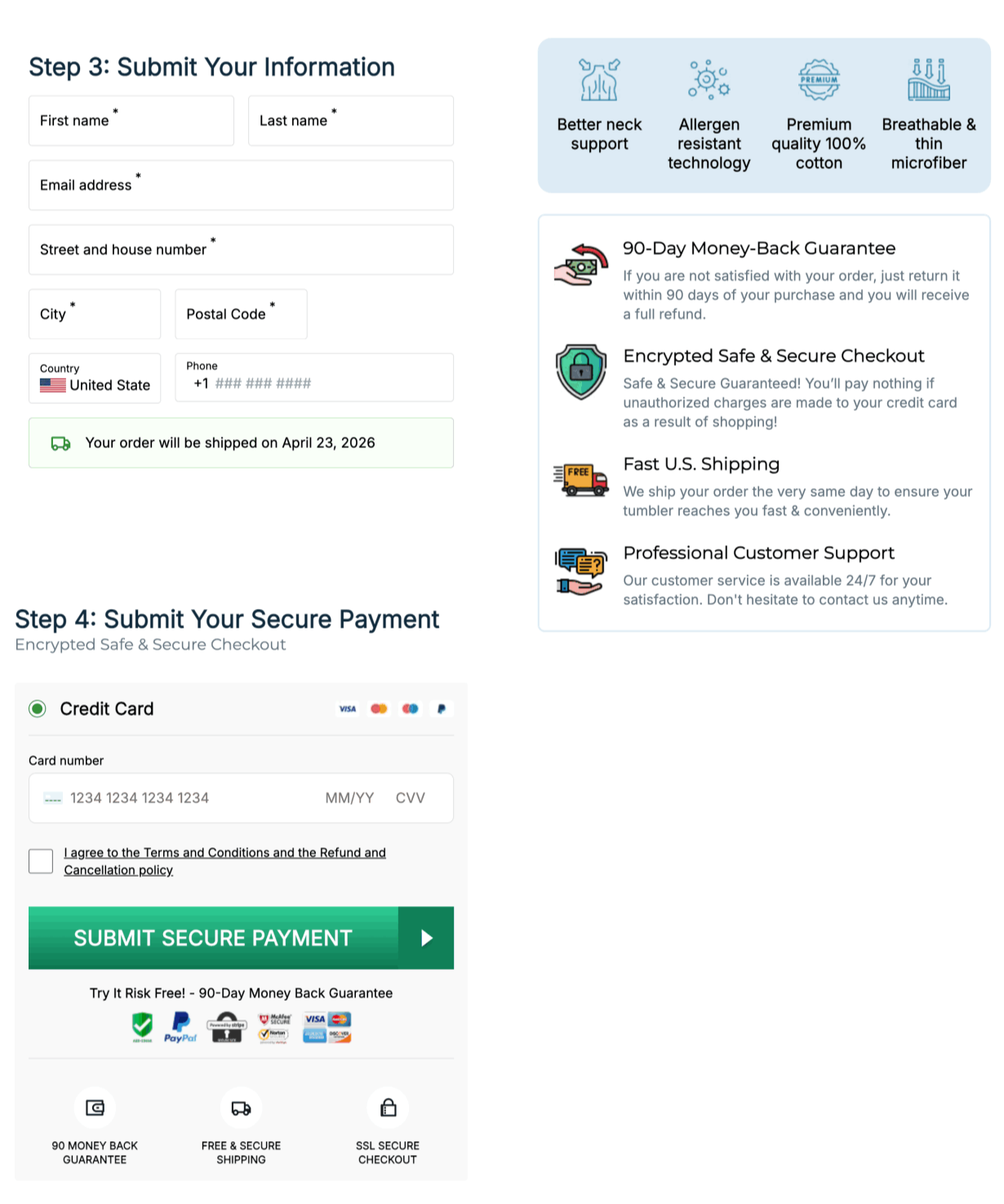 Melasleep Pillow checkout page
